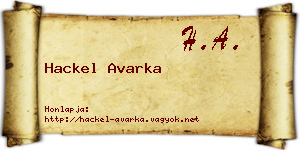 Hackel Avarka névjegykártya